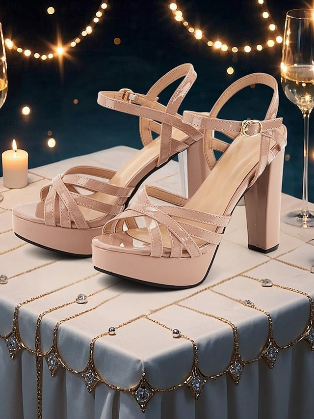Platform Strappy High – Heel Women for Nude Sandals