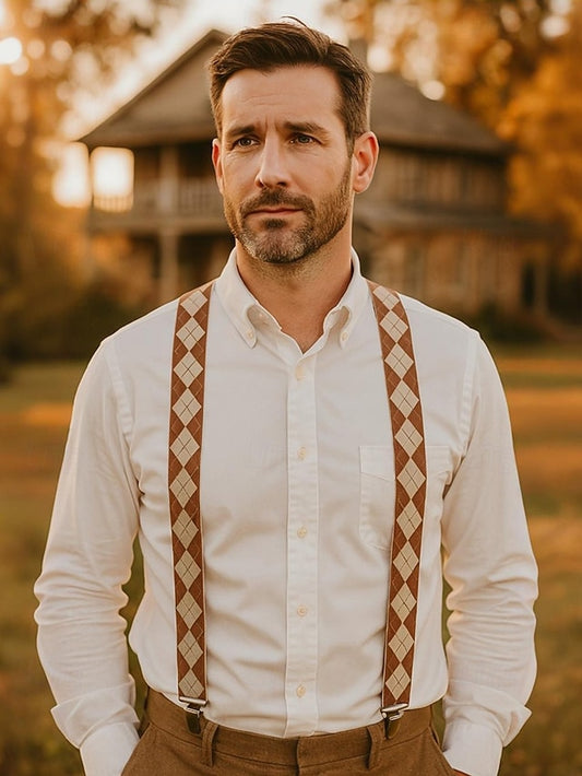 Suspenders Pattern Clip-On Argyle Classic – Men's
