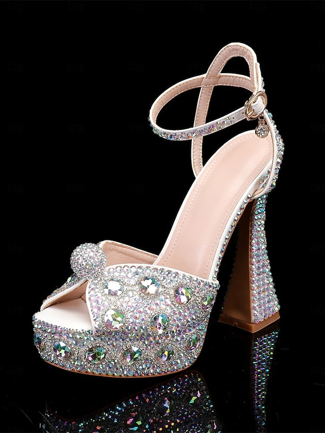 Women's Platform Crystal-Embellished Glamorous Sandals with