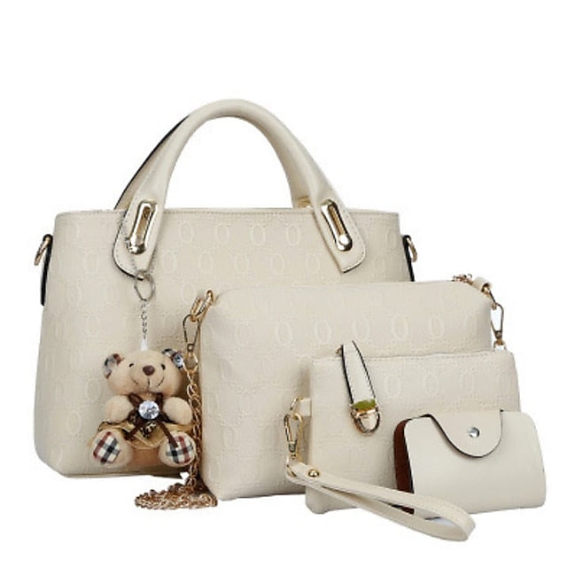 4 Bag Leather Purse PU Women's Pieces Set