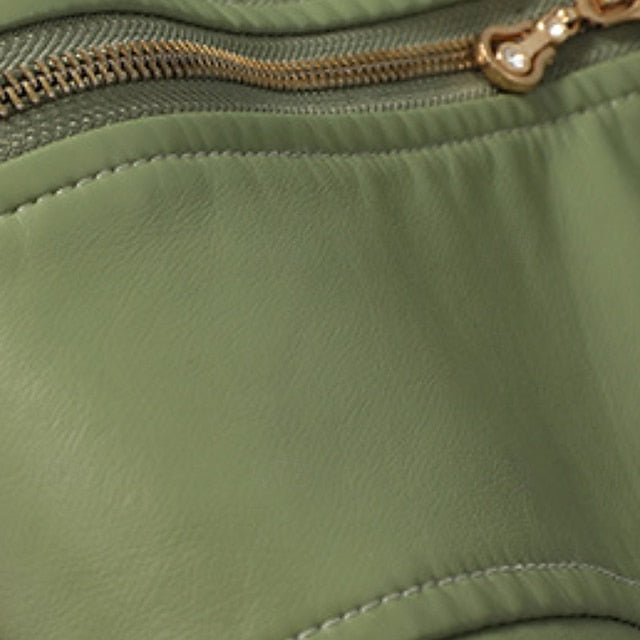 Women's Zipper Pocket Comfortable Jacket Leather Faux