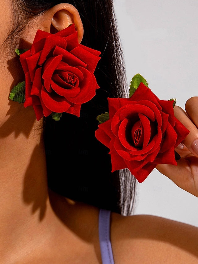 Drop Flower Women's Earrings - Floral Statement Oversized