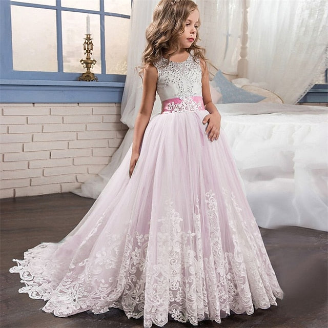 Kids Flower Girl Sleeveless Wedding Girls' Dress