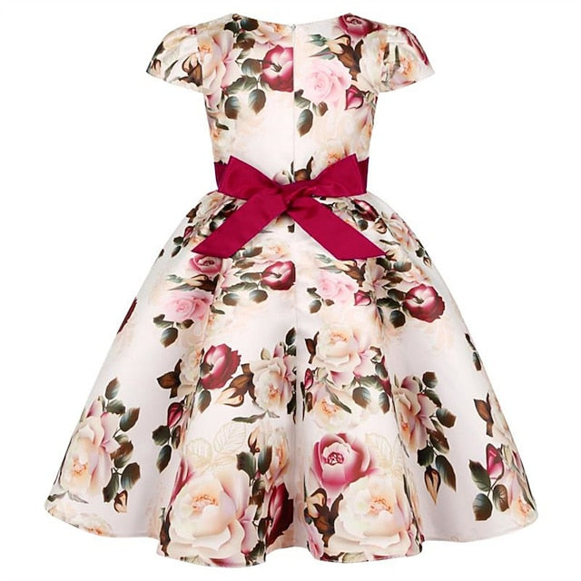 Kids Girls' Short Party Sleeve Dress Floral Flower