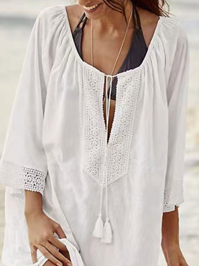 Women's Swimwear Cover Up Beach Dresses Swimsuit Tie Front