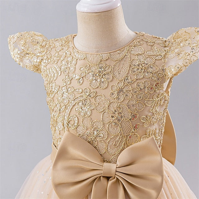 Girl Kids Color Party Block Girls' Dress Flower