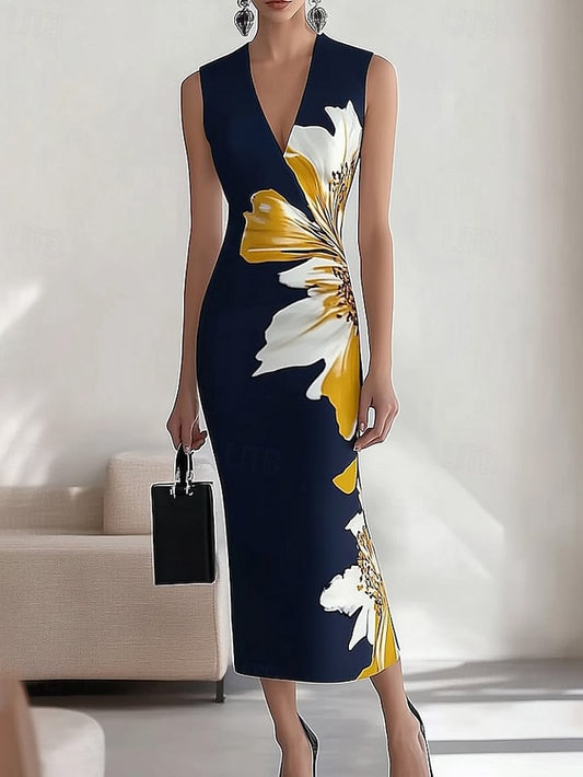 Women's Midi Dress Floral Dress Print Dress Elegant Fashion