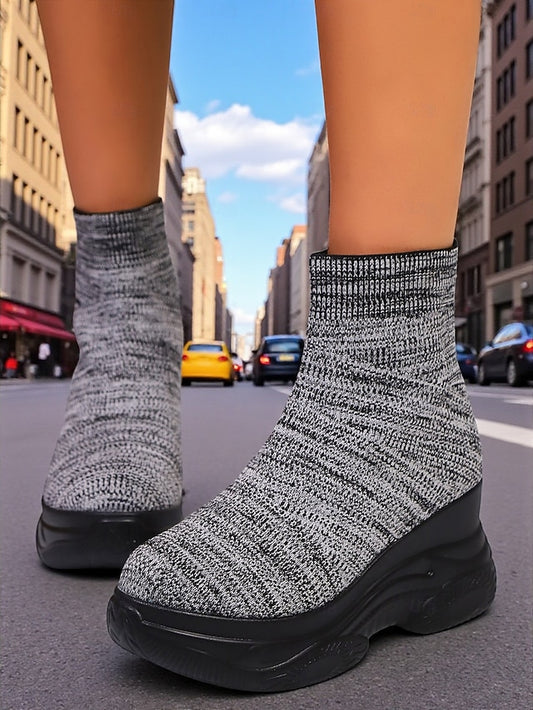 Women's Flyknit High-Top Platform Sock Boots – Breathable
