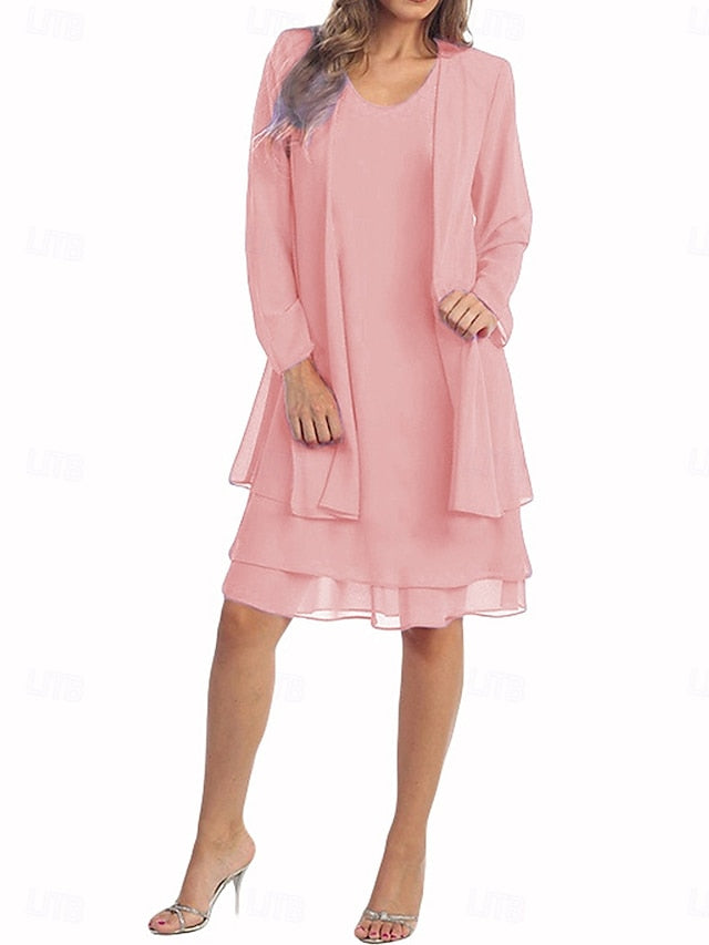 Women's Knee Length Dress Casual Dress Dress Set Chiffon