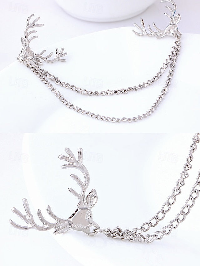 Collar Pins – Reindeer Elegant Men's Christmas Alloy