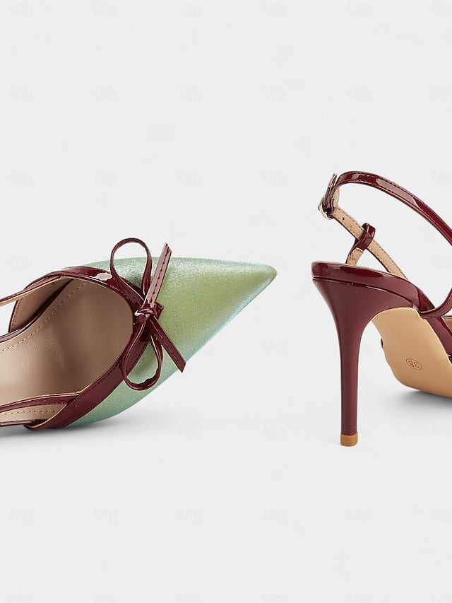 Pointed and Red Slingback - Heels Women's Stiletto Green