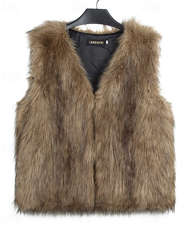 Furs Coat Faux Vest Leathers Comfortable Fur Women's