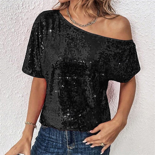 Women's Summer Tops Blouse Dressy Tops Sequin Tops Solid