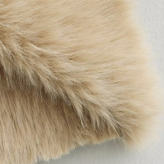 Coat Pocket Buttons Comfortable Faux Fur Warm Women's