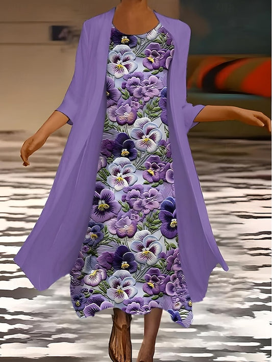 Women's Dress Set Summer Dress Vacation Casual Ombre Floral