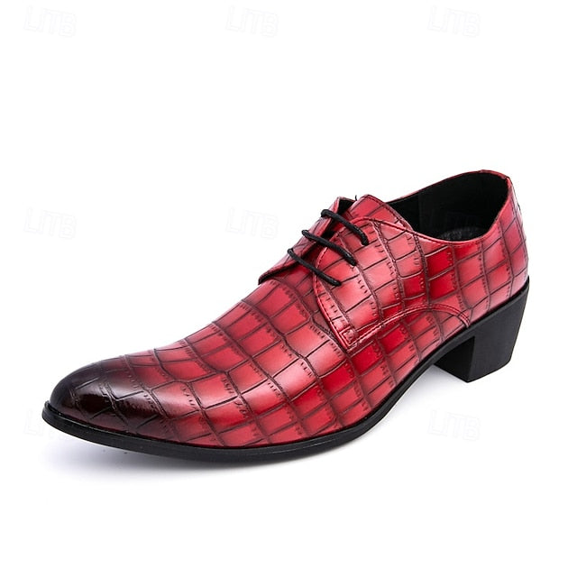 Pattern Red Shoes Men's  – Faux Crocodile Leather