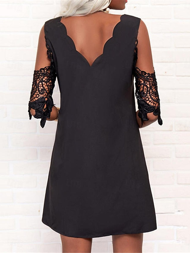 Women's Mini Dress Black Dress Lace Dress Casual Dress