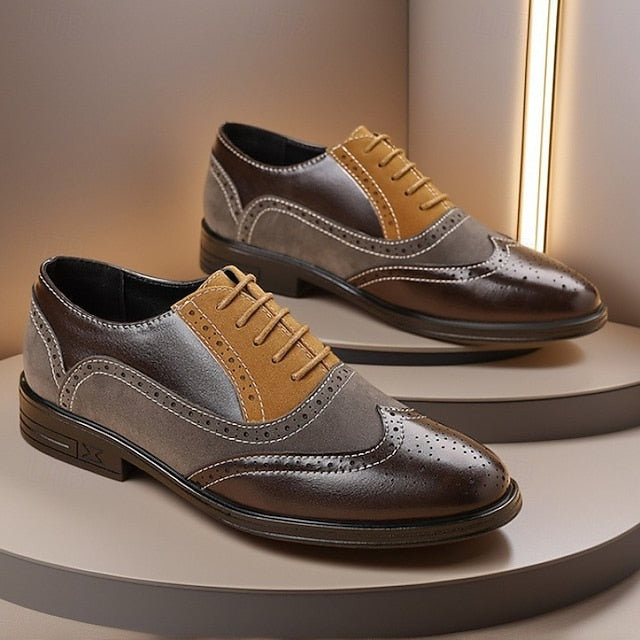 Brown Classic Shoes Men's Gray Oxford and Brogue