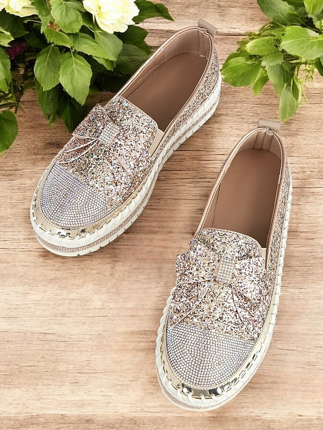 Women Rhinestone Sparkling for Loafers Glittery Slip-On –