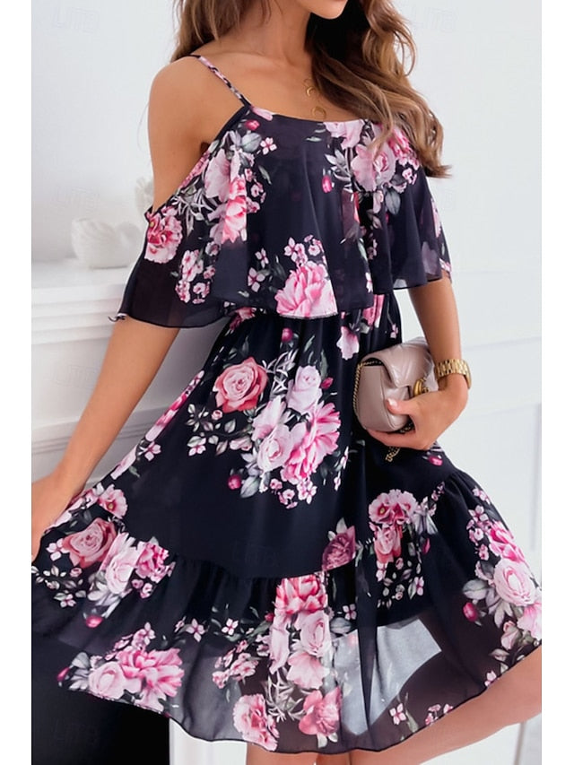 Women's Mini Dress Graduation Dress Floral Dress Print