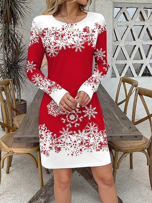 Christmas Women's Mini Dress T Shirt Dress Tee Dress Shift