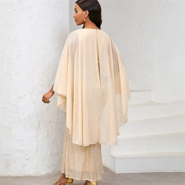 Length Crew Elegant Dress of the Floor Mother Neck Bride