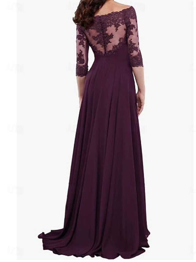 of A-Line Dress Off Shoulder Elegant Bride Mother Simple the