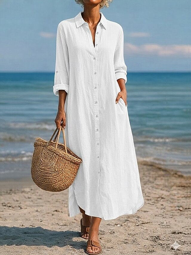 Women's Maxi Dress Shift Dress Casual Daily Loose Fit Plain