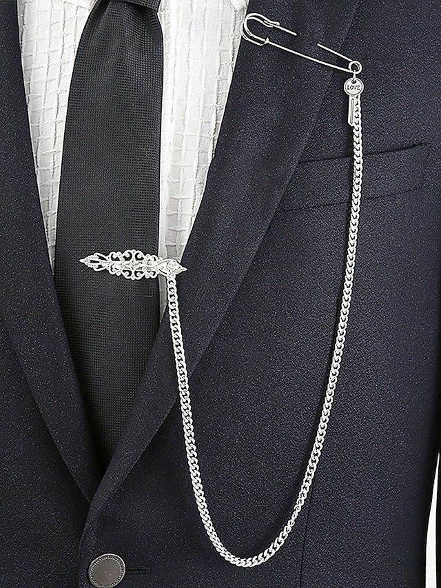 Design Silver Tie with Men's – Wheel Ship Chain Nautical