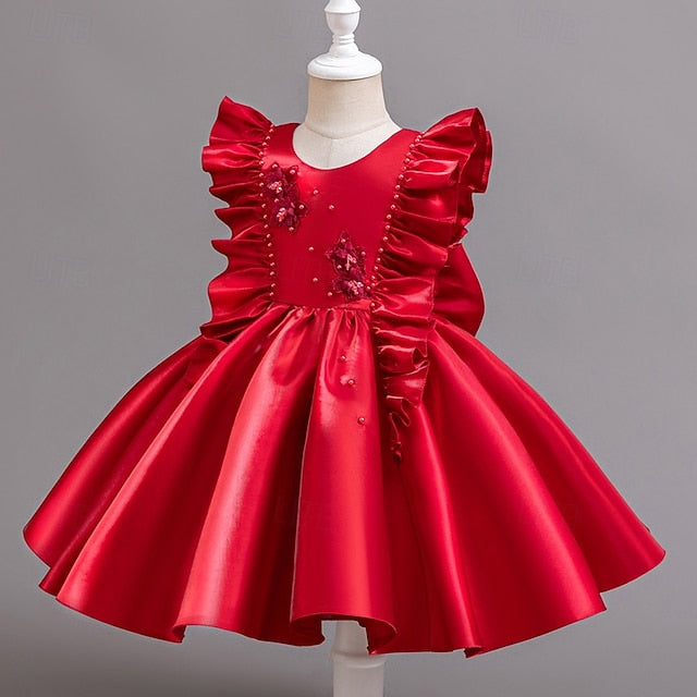 Girls' Toddler Sleeveless Wedding Dress Floral Party