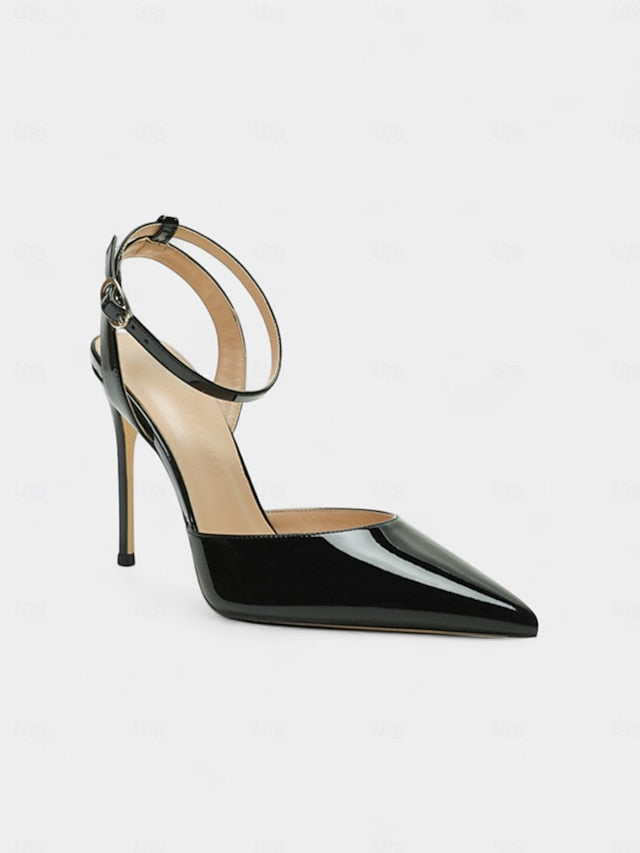 Patent Stiletto Heels Nude Leather Women's Slingback -
