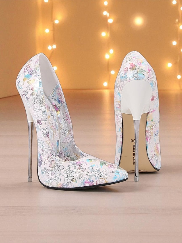 Jacquard Stiletto High Heels Red Women's