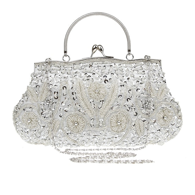 White Beaded Evening Purse Vintage – Clutch Women's