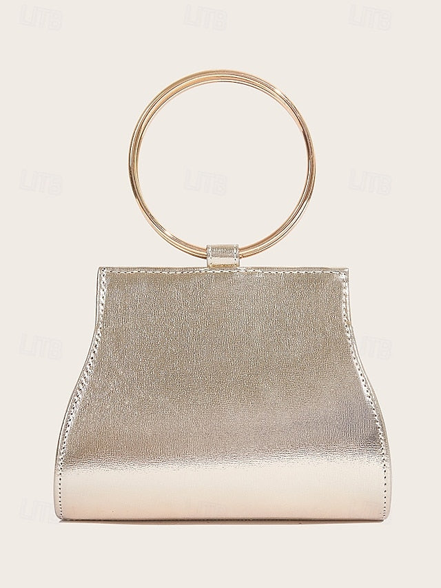 Handle Ring Crystal with – Elegant Gold Clutch Evening