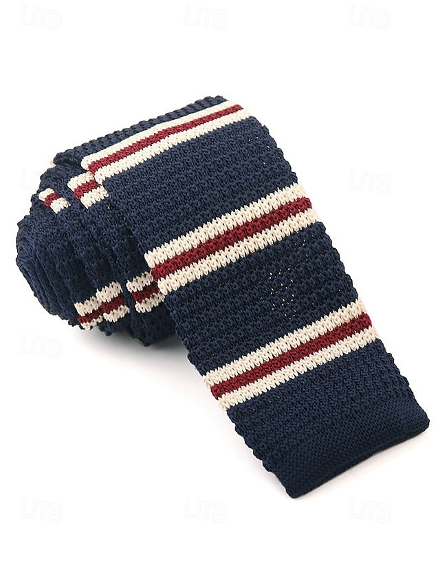 Stripe Men's Christmas Tie Woven Stylish - Knit Neck
