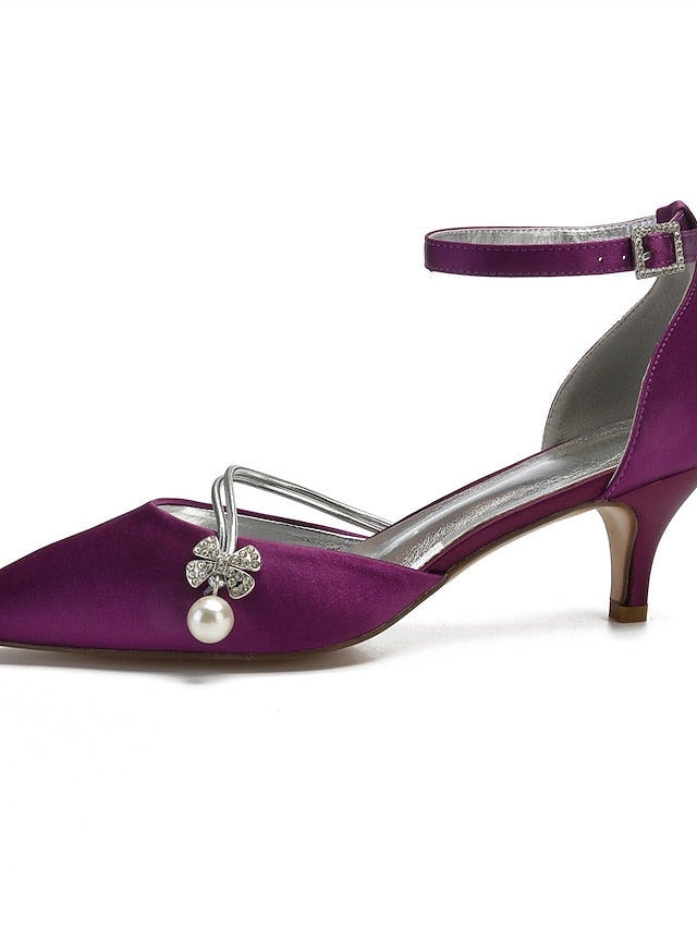 Heels Dark with Pearl and Blue Kitten Satin Women's