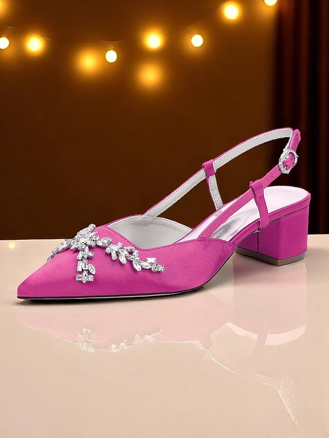 Slingback Black Women's Heels Satin