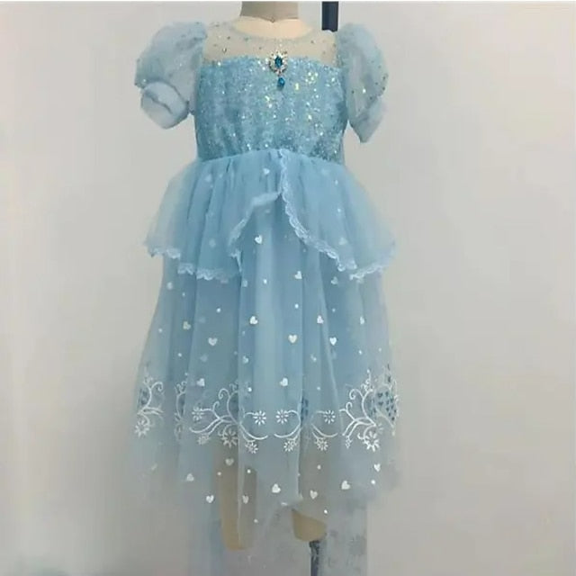 Cosplay Frozen Princess Cloak Dress Girl Elsa Flower