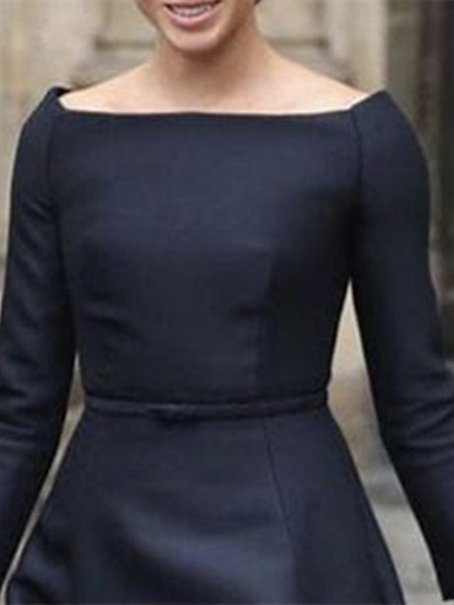 Mother of the Simple Jewel Dress A-Line Bride Tea Neck Elegant