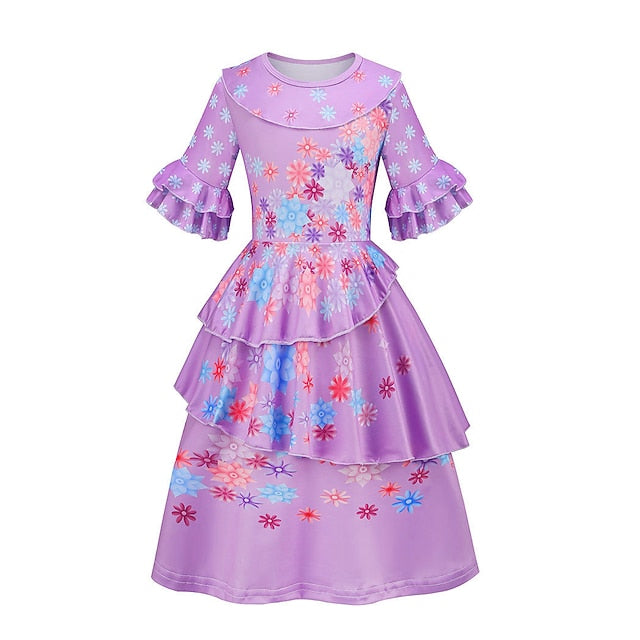 Encanto Fairytale Isabela Madrigal Girl Dress Flower Princess