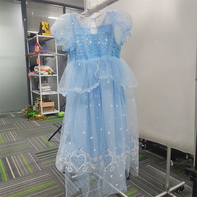 Cosplay Frozen Princess Cloak Dress Girl Elsa Flower
