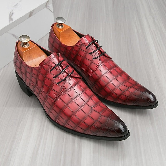 Pattern Red Shoes Men's  – Faux Crocodile Leather
