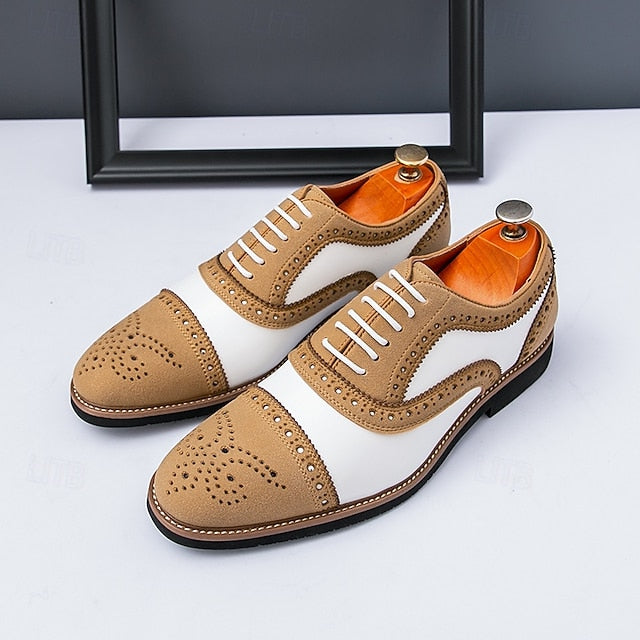 Brown Brogue with and Oxford Shoes Men's Classic White
