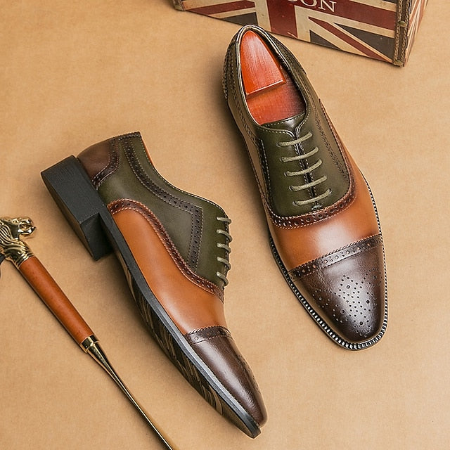 Shoes – Wingtip Black Men's Oxford and Leather Brown Faux