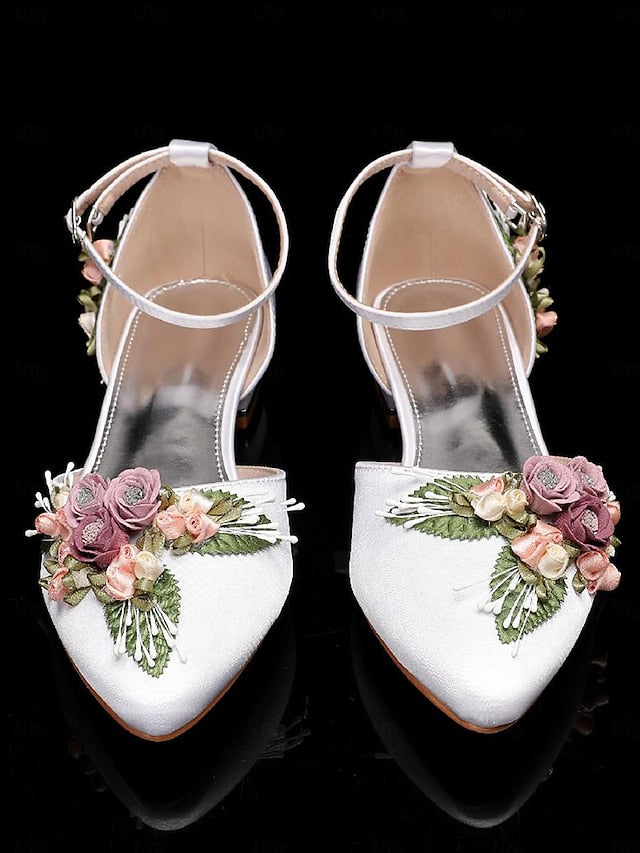 Shoes – Floral White Clutch Embroidered Flat with Matching