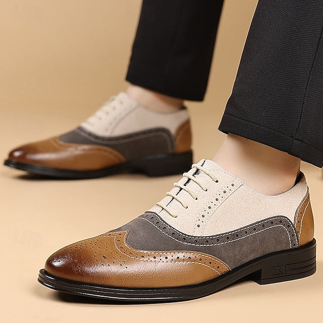 Brown Classic Shoes Men's Gray Oxford and Brogue