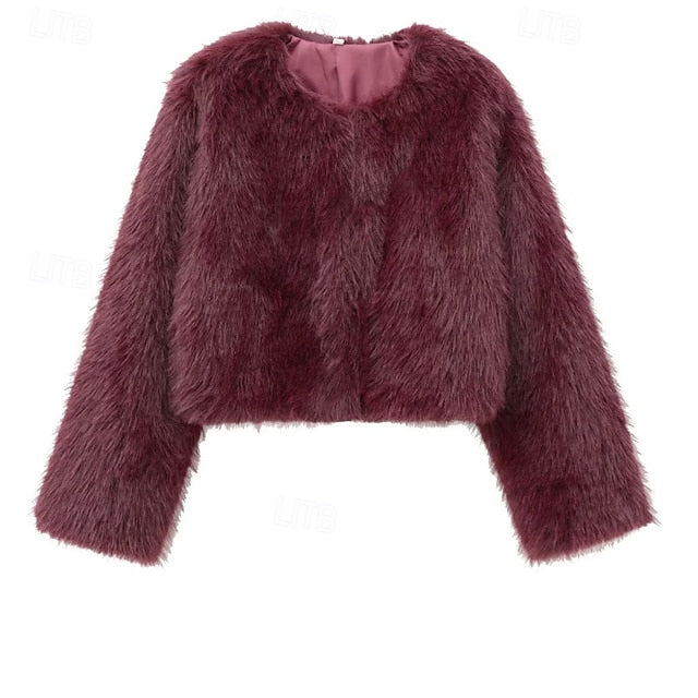 Fur Faux Coat Leathers Comfortable Women's Furs Warm