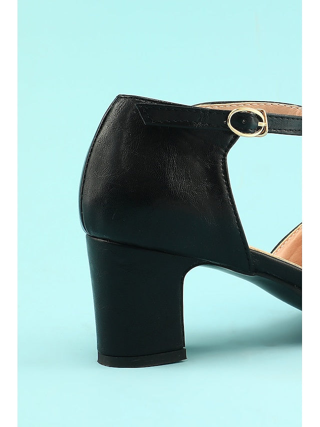 1950s 20s T-strap Vintage Chunky Heels Roaring Shoes Retro heels