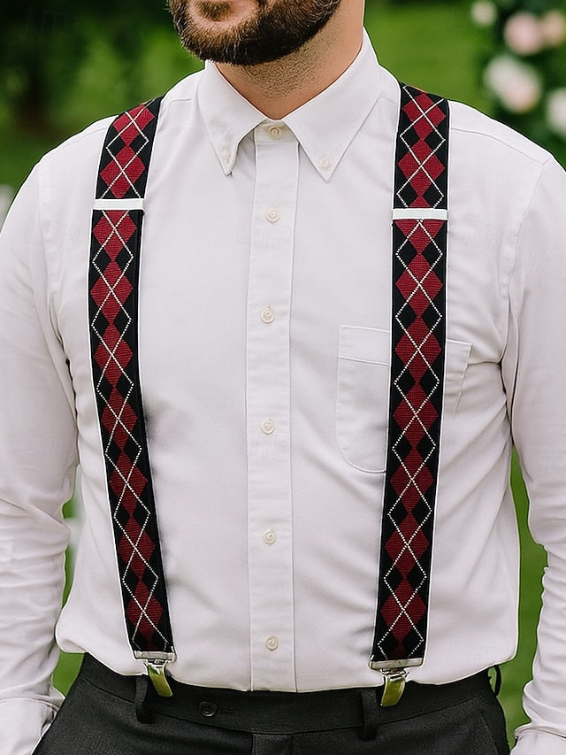 Suspenders Pattern Clip-On Argyle Classic – Men's