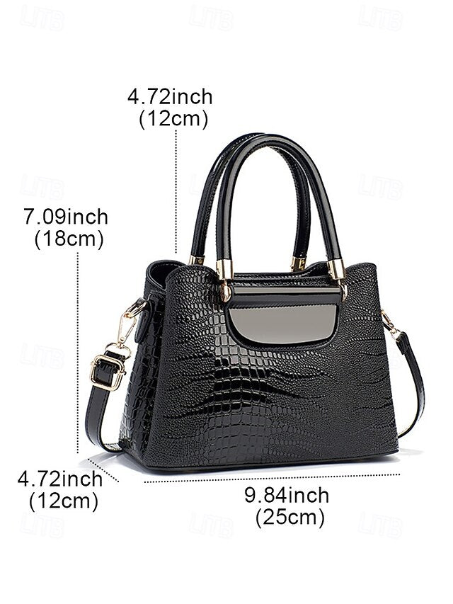Elegant Croc-Embossed Faux Leather Handbag – Stylish Top
